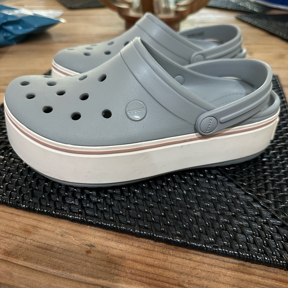 CROCS Gray Platform Sandals